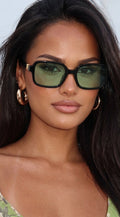 Green Monaco Square Sunglasses