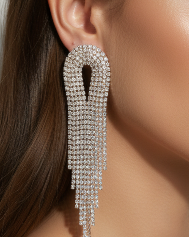 Gold Shine Rhinestone Earrings