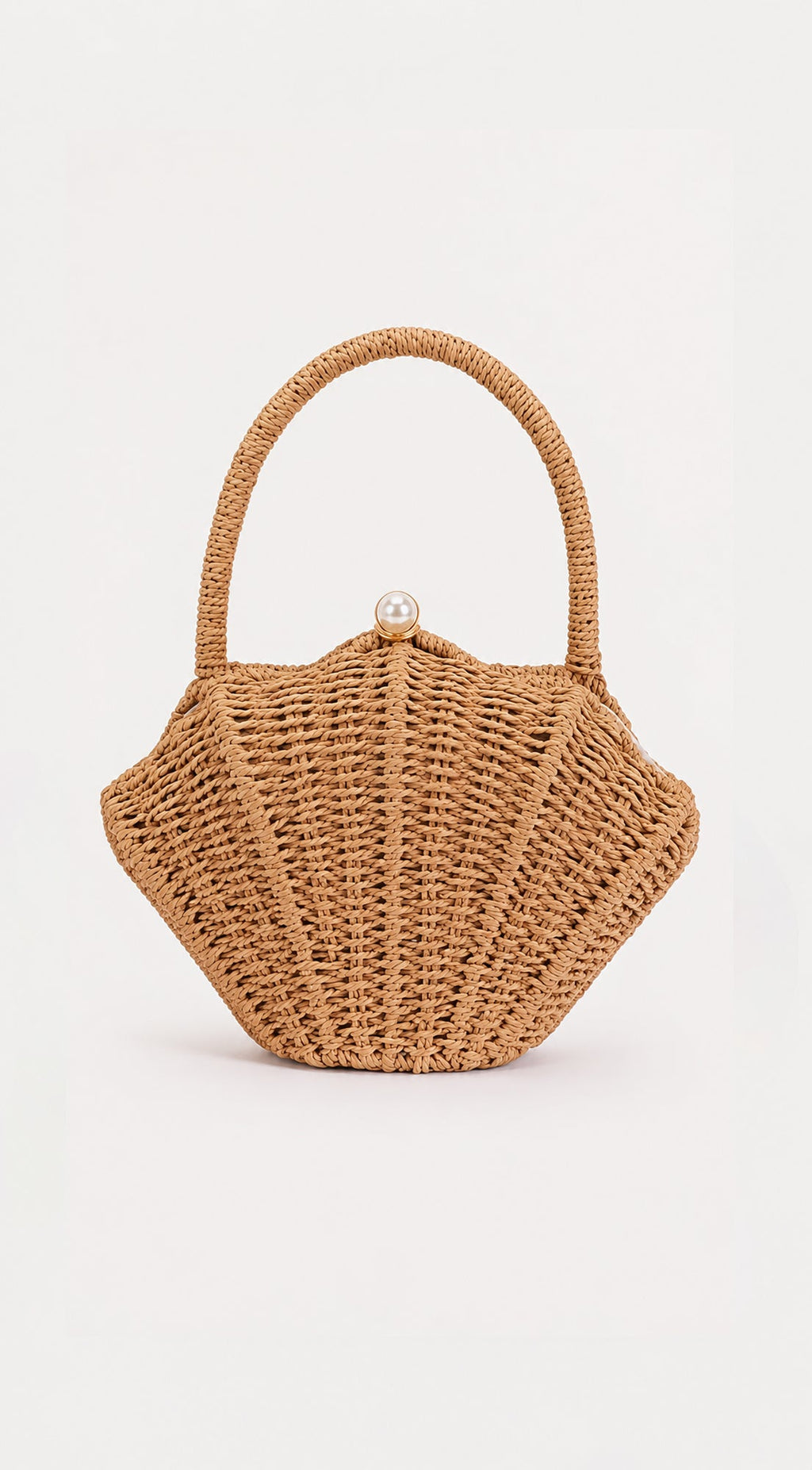 Beige Shell Bamboo Clutch Bag
