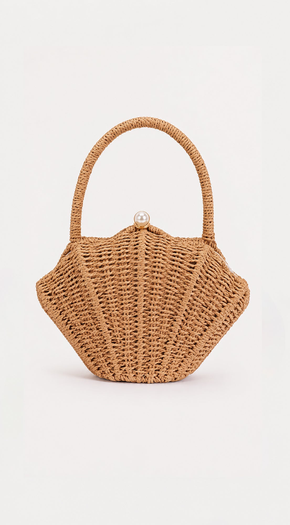 Beige Shell Bamboo Clutch Bag