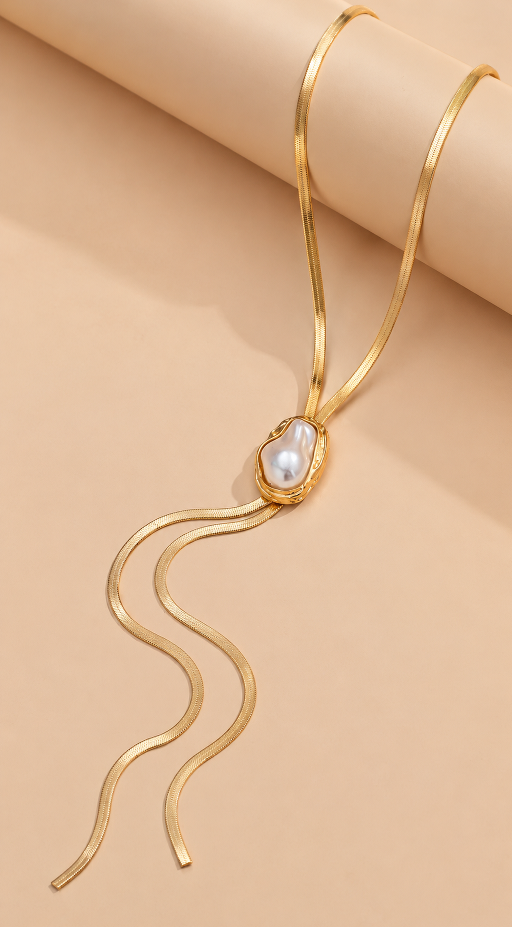 Gold Chain Pearl Necklace