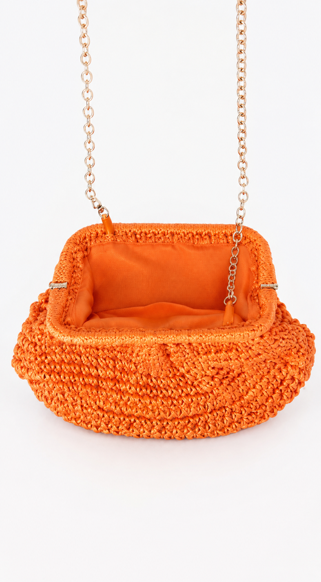 Orange Straw Clutch Bag