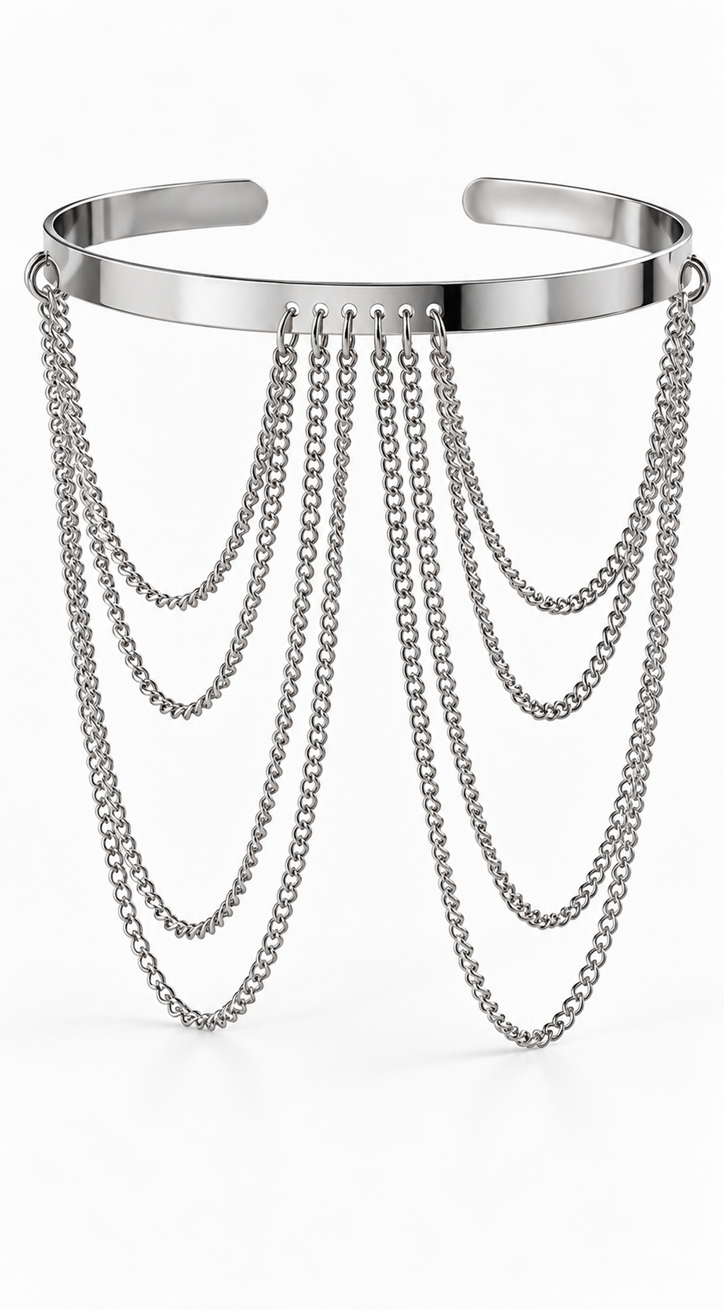 Silver Layered Chain Arm Cuff Bracelet