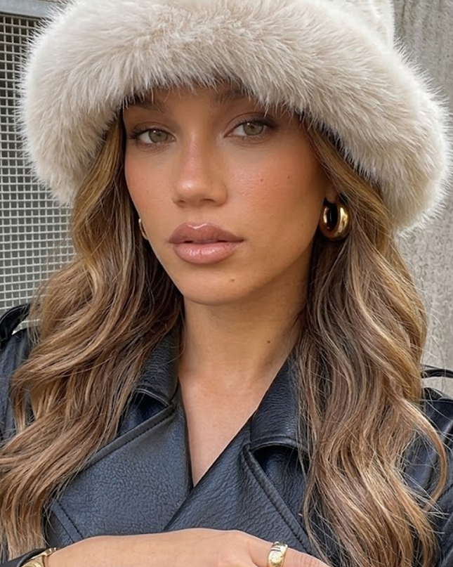 White Faux Fur Bucket Hat