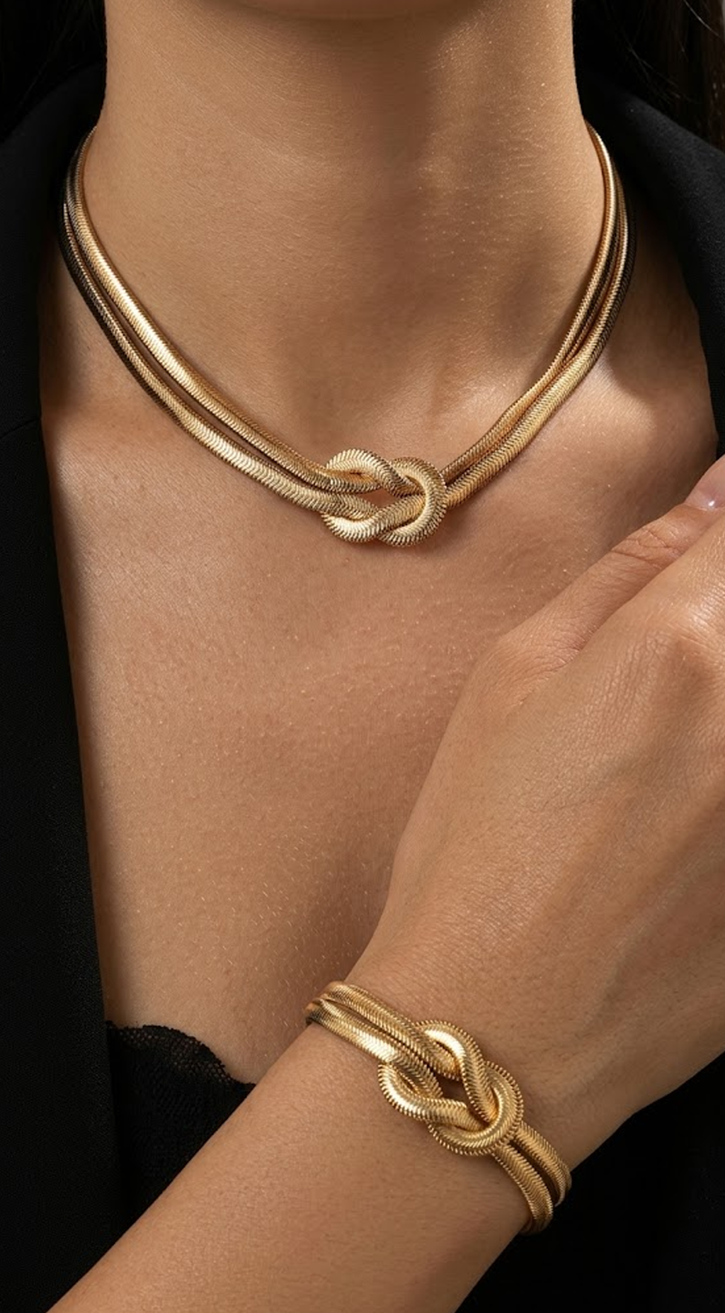 Gold Chain Bracelet & Necklace Set