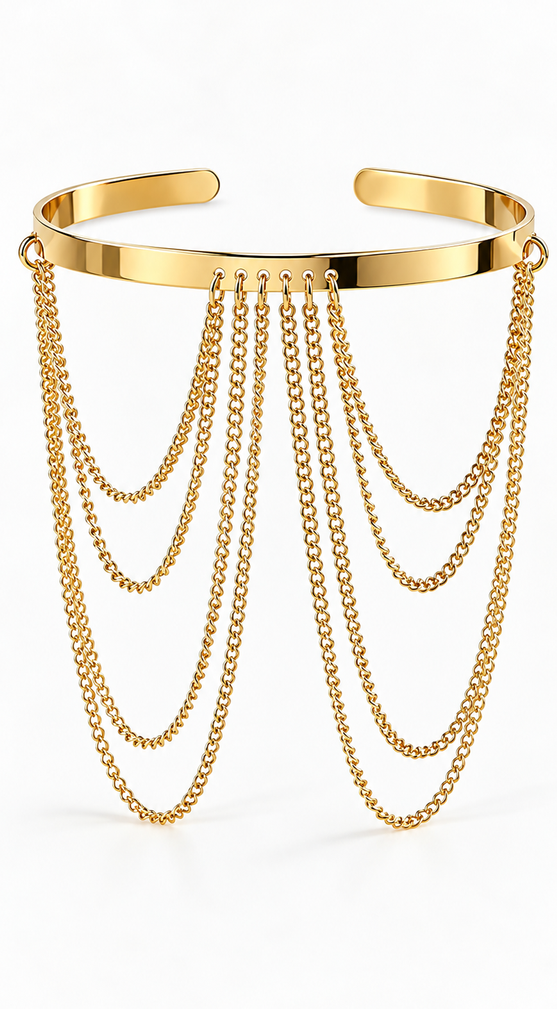 Gold Layered Chain Arm Cuff Bracelet
