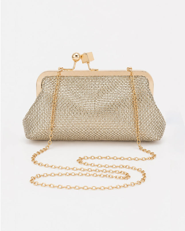 Gold Elysian Rhinestone Clutch