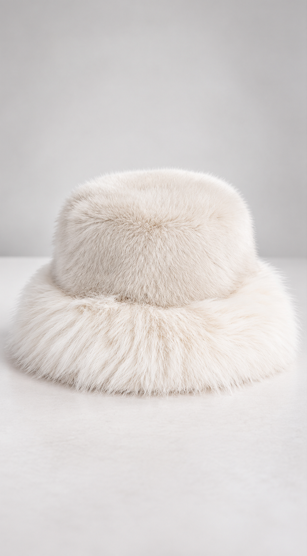 White Faux Fur Bucket Hat
