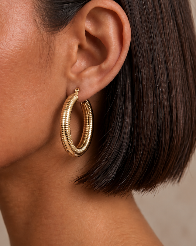 Gold Textured Hoop Earrings