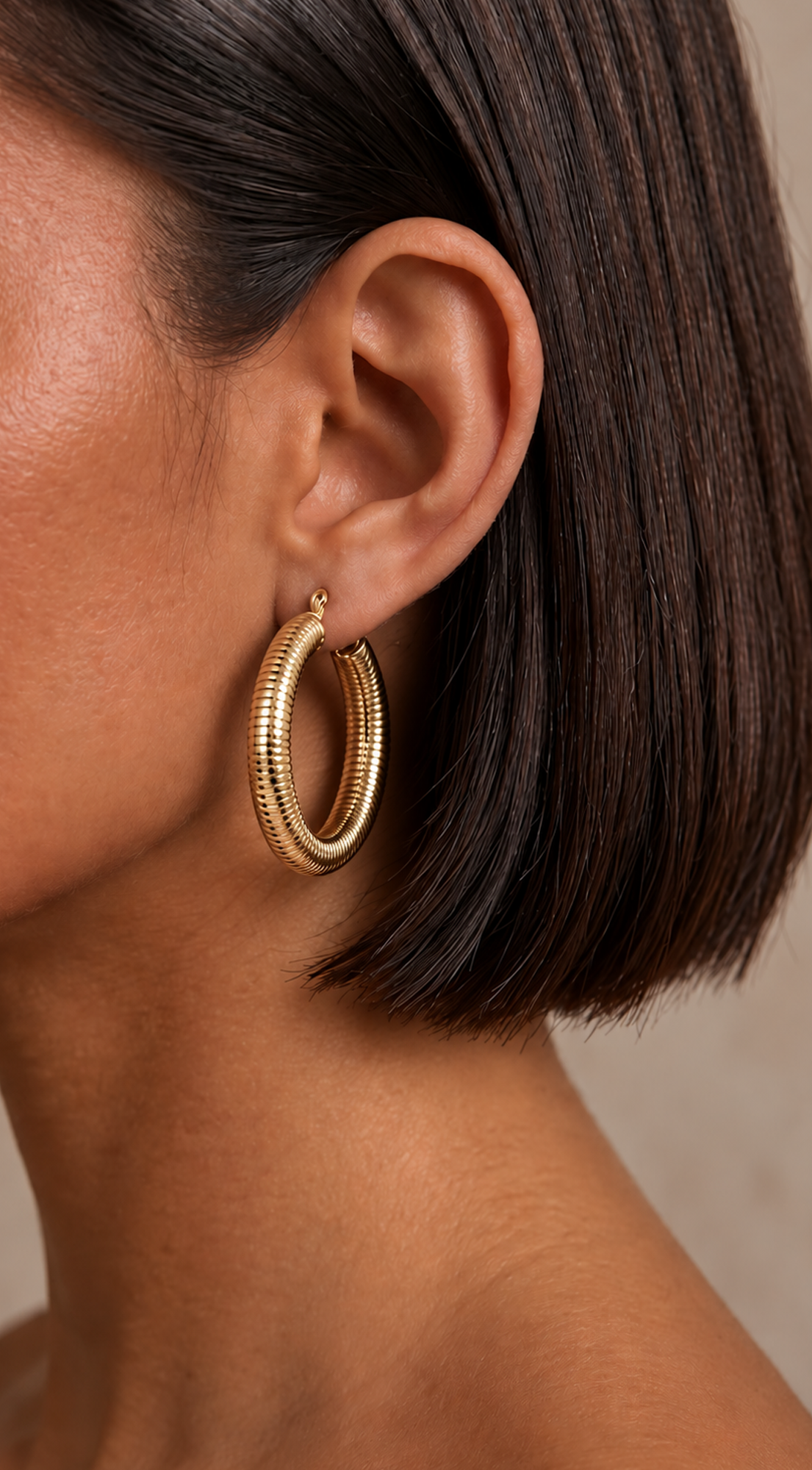 Gold Textured Hoop Earrings