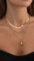 Gold Layered Teardrop Chain Necklace