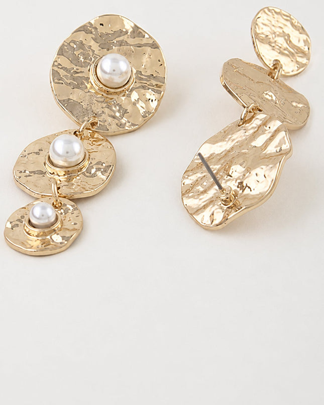 Gold Pearl Drop Earrings