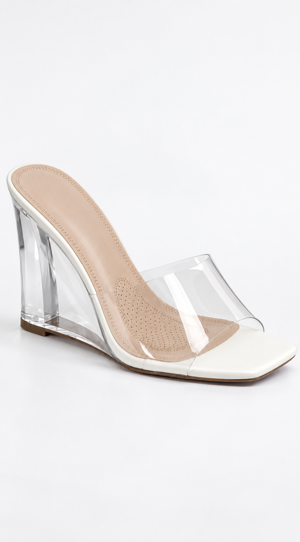 White Clear Heel Wedges