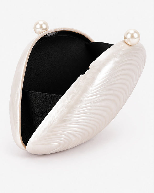 Cream Nacre Marble Clutch
