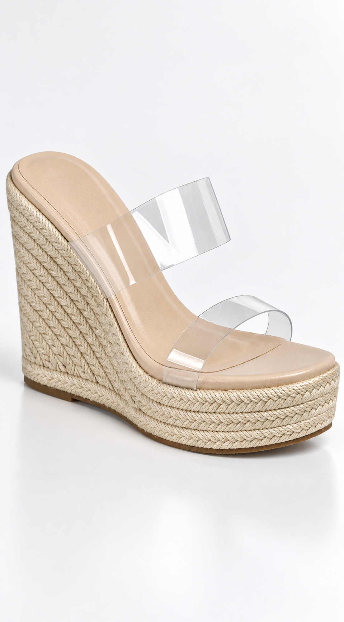 Beige Transparent Platform Wedges