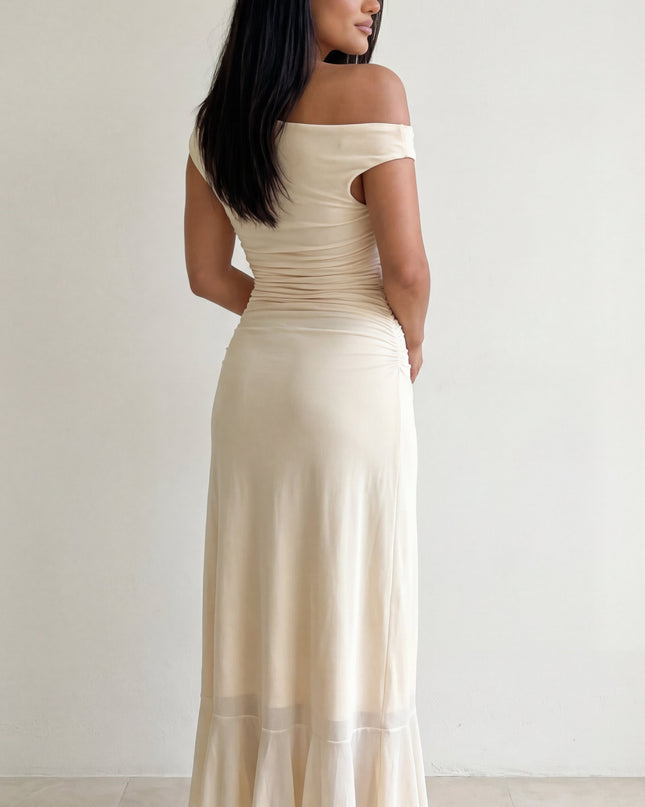 Butter Yellow Off Shoulder Maxi Dress