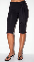 Black Side Tie Capri Leggings