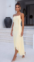 Butter Yellow Asymmetric Maxi Dress