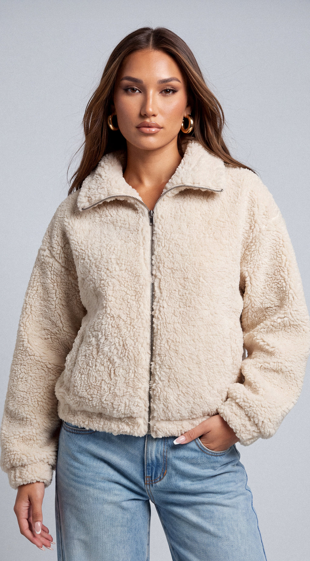 Cream Beige Copenhagen Sherpa Jacket