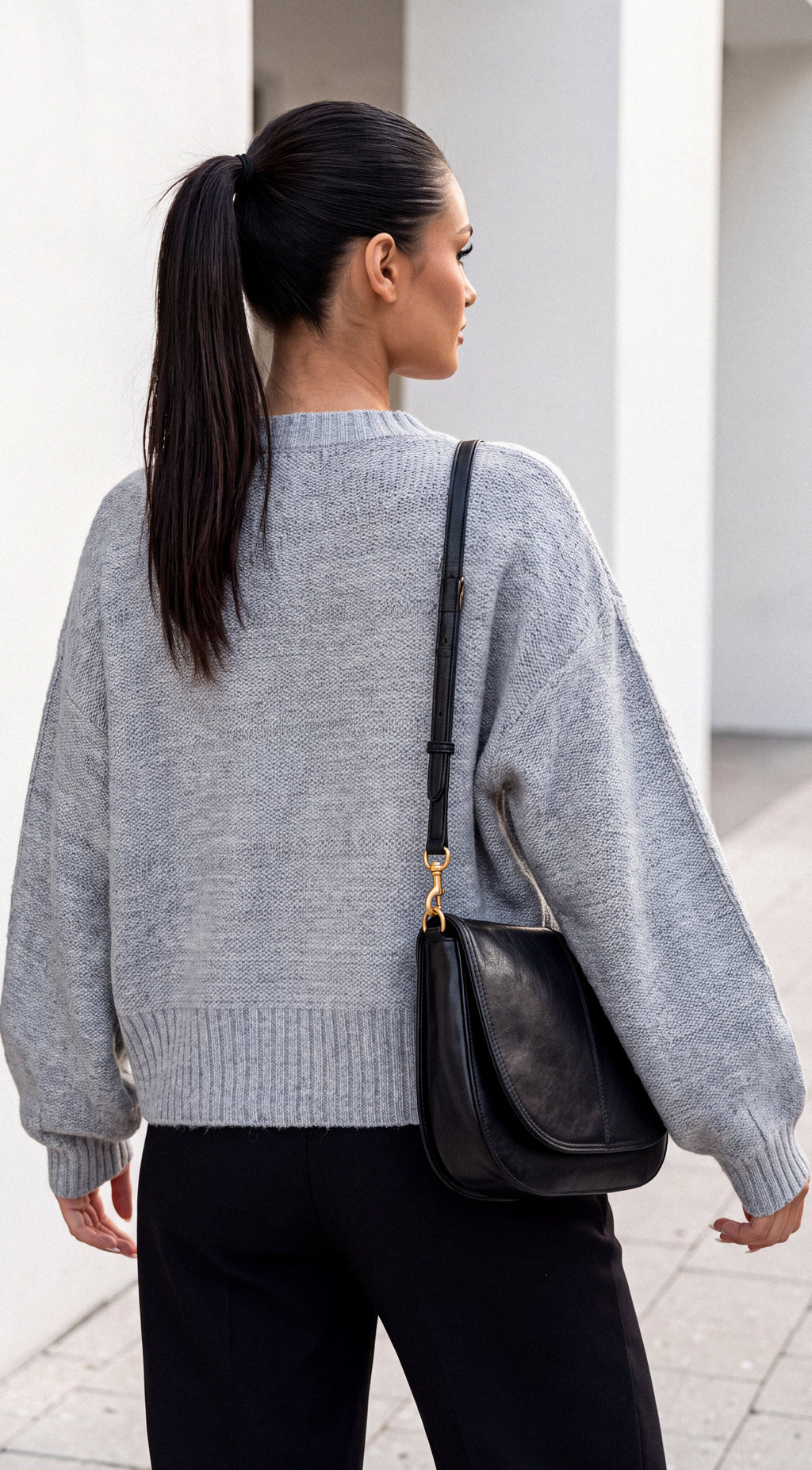 Gray V Neck Sweater