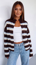 Brown Multi Stripe Knit Cardigan