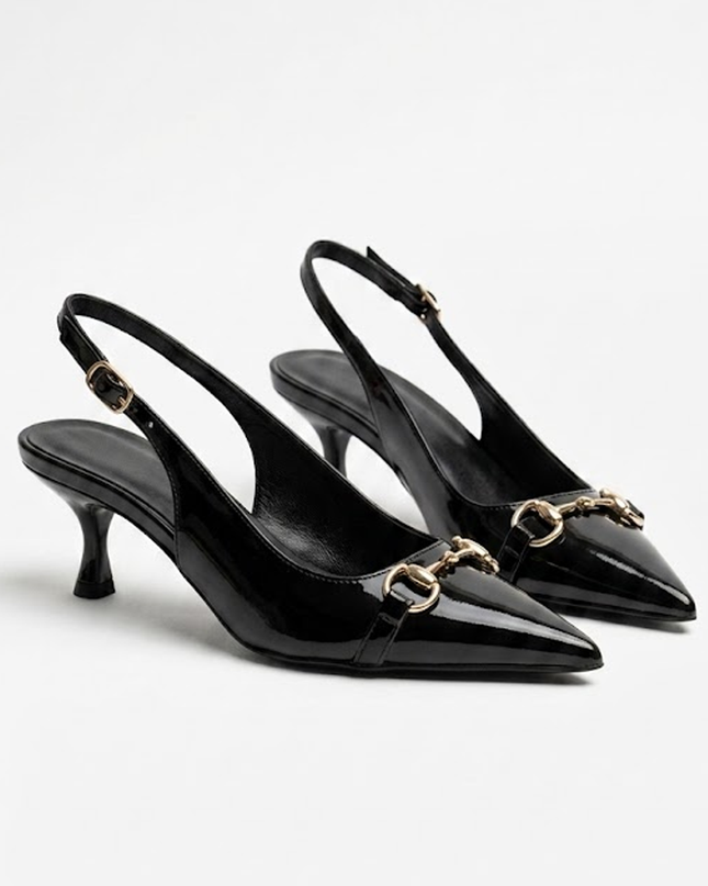 Black Slingback Kitten Heels
