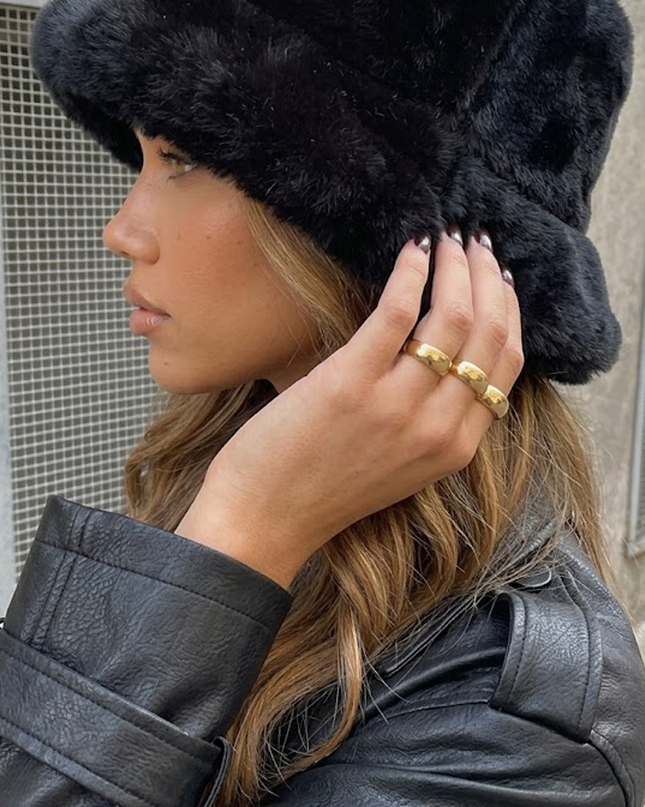 Black Faux Fur Bucket Hat