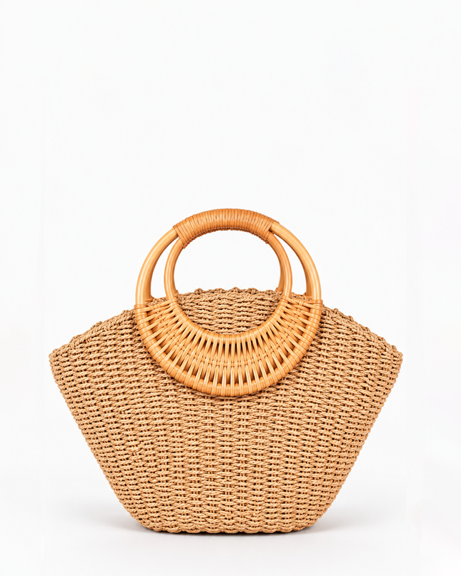 Khaki Playa Straw Tote Bag