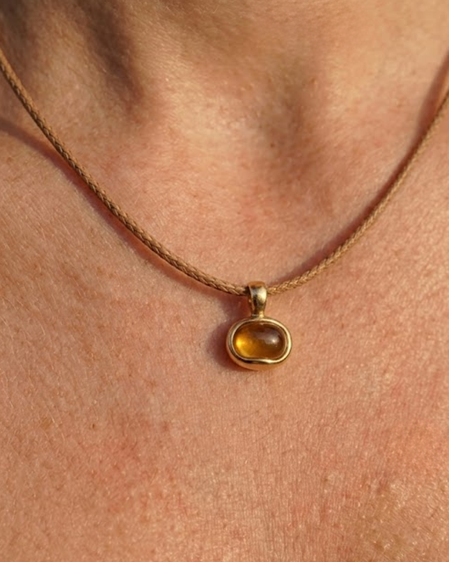 Brown Tiger Eye Pendant Cord Necklace