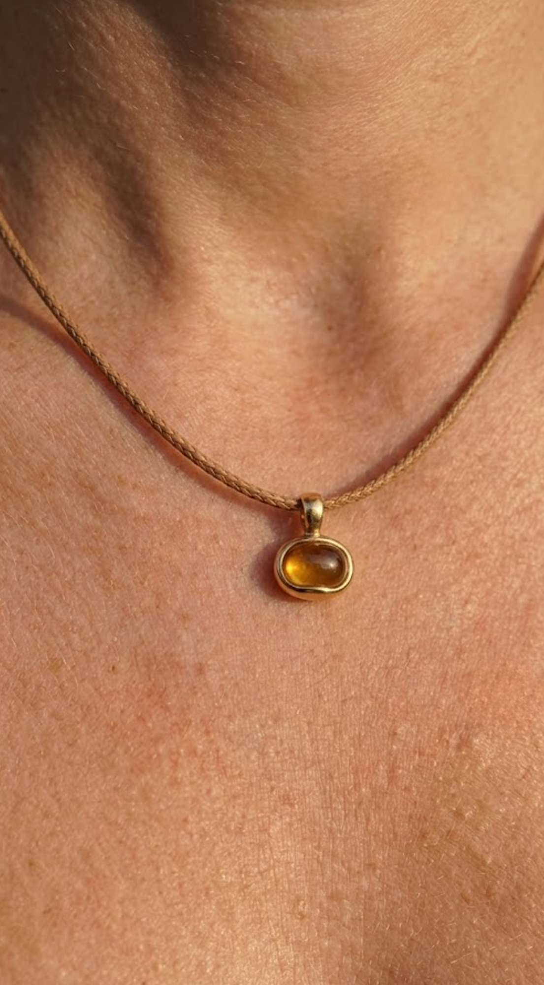 Brown Tiger Eye Pendant Cord Necklace