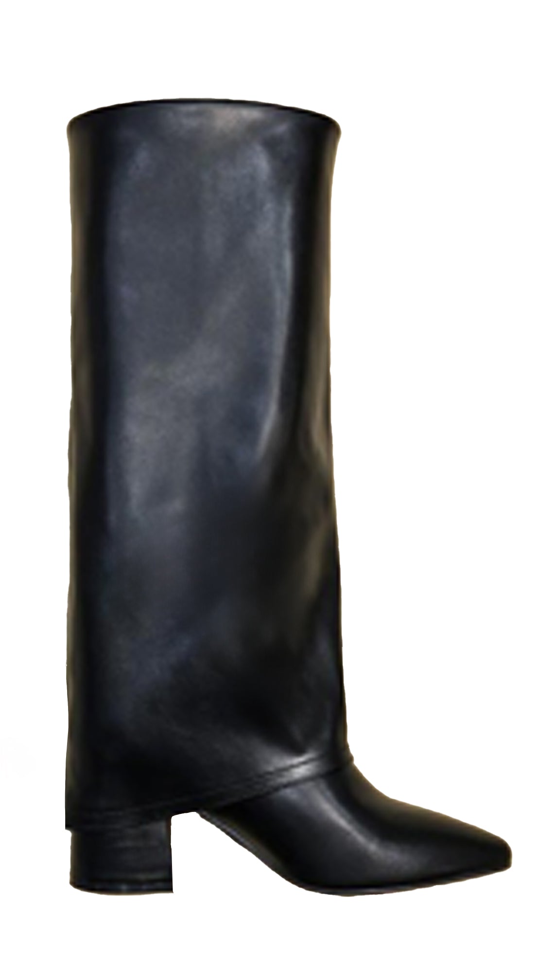 Black Heel Pointed Toe Foldover Boots
