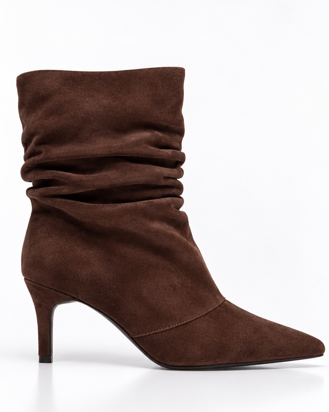 Brown Suede Pointed Toe Ankle Boots