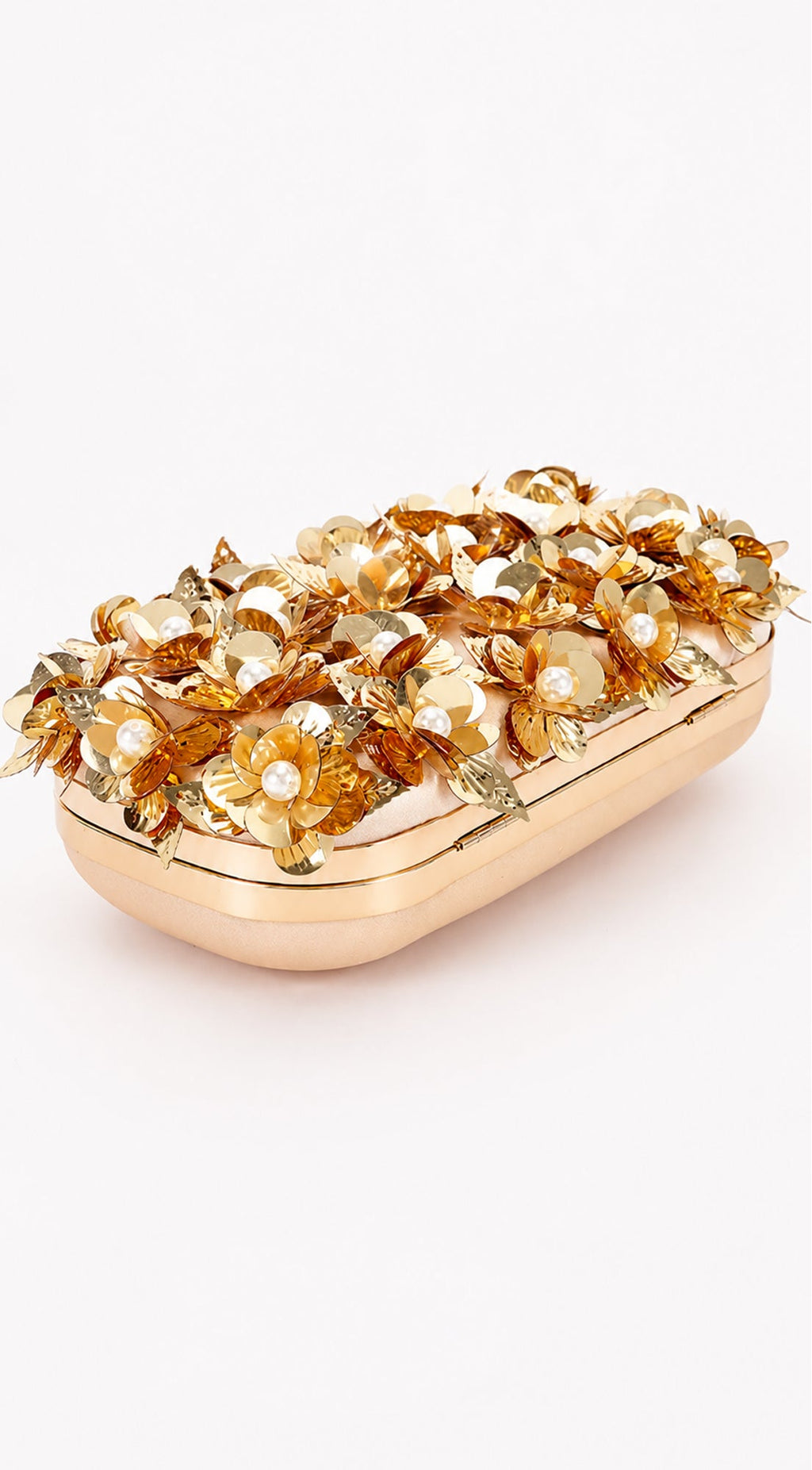 Gold Pearl & Petal Evening Clutch