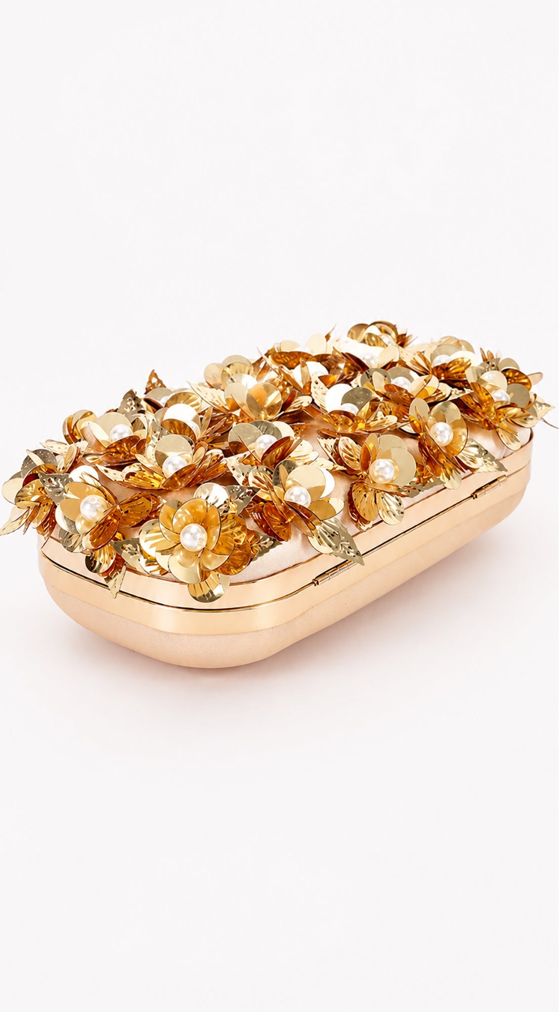 Gold Pearl & Petal Evening Clutch
