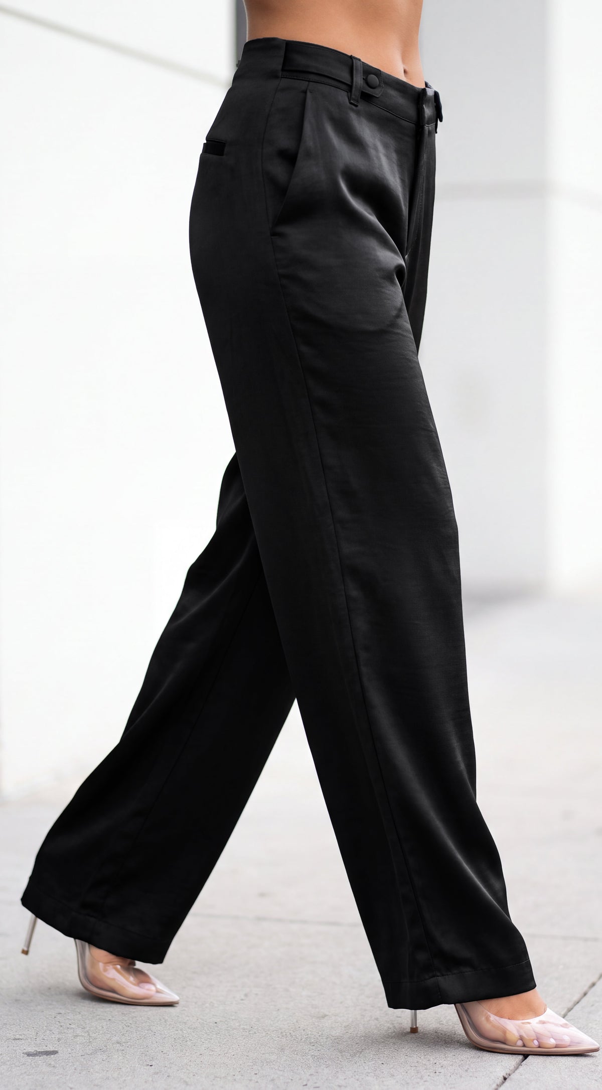 Charcoal Black Wide Leg Pants