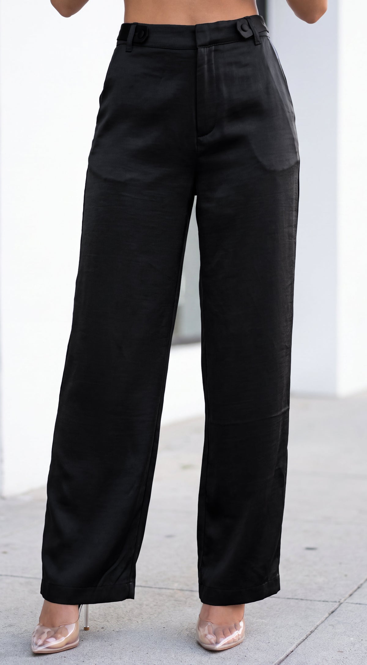 Charcoal Black Wide Leg Pants