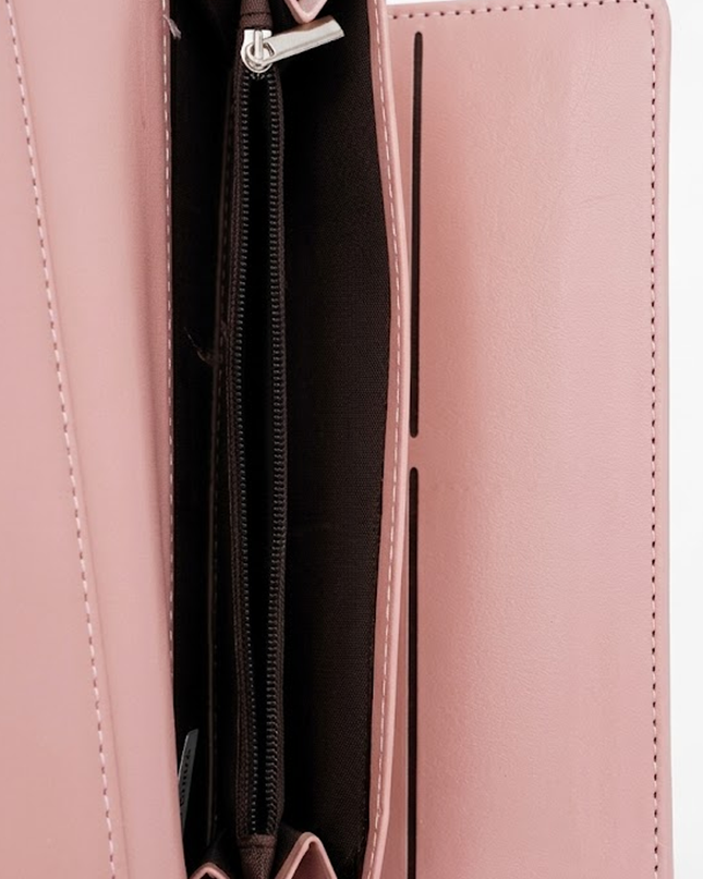 Pink Envelope Faux Leather Wallet Clutch