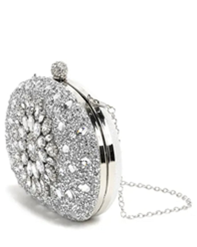 Silver Crystal Clutch Bag