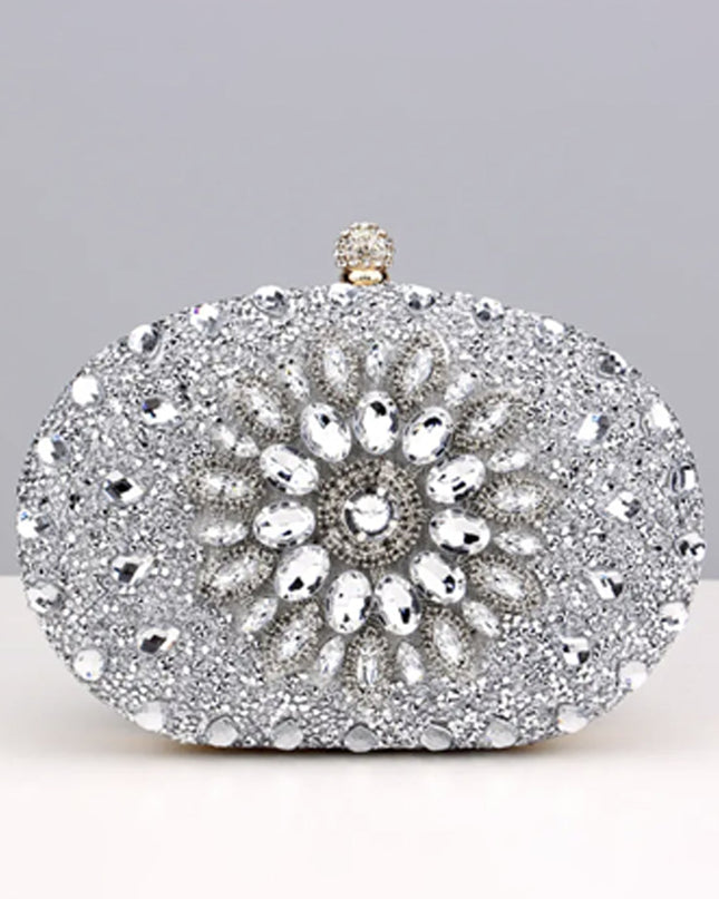 Silver Crystal Clutch Bag