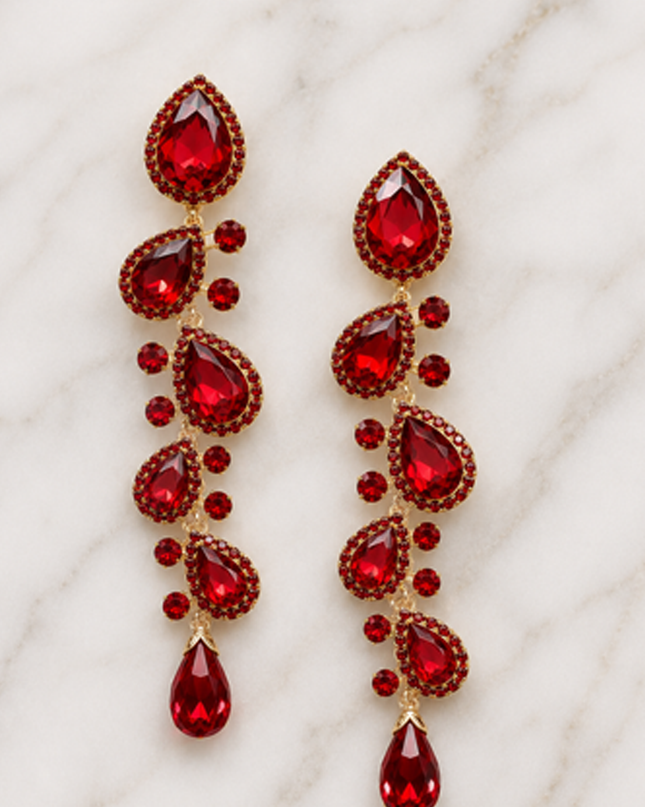 Red Stone Drop Earrings