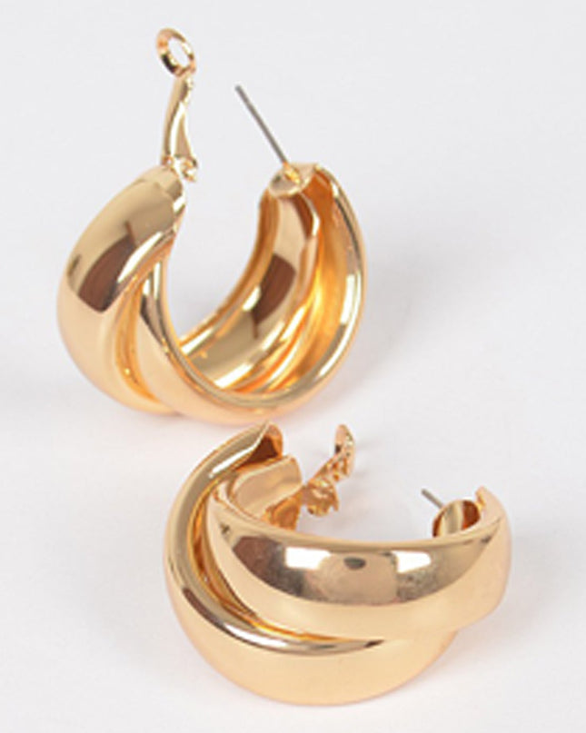 Gold Double Metal Hoop Earrings
