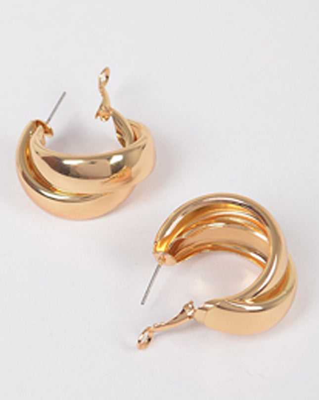 Gold Double Metal Hoop Earrings