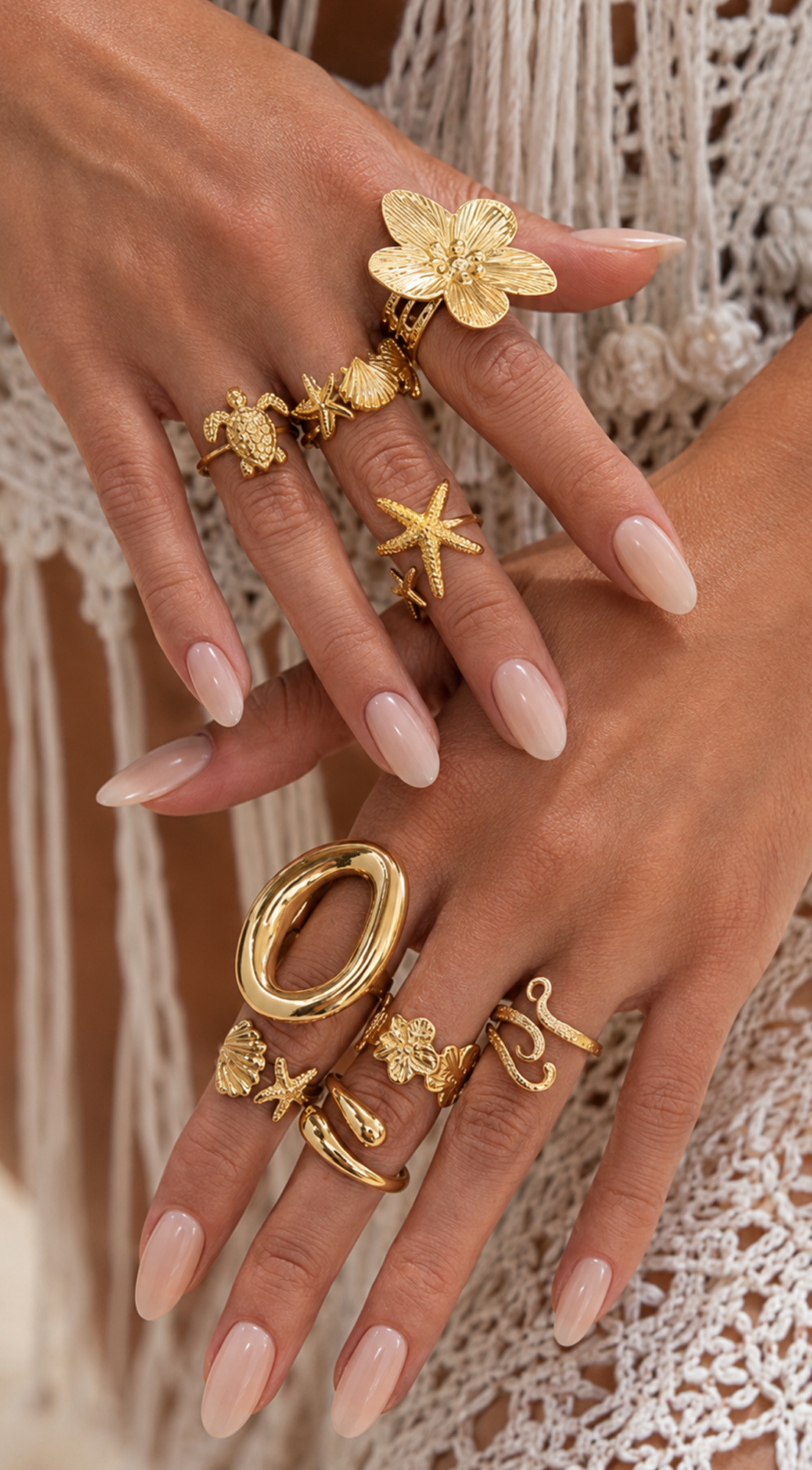 Gold 9 Piece Ring Set