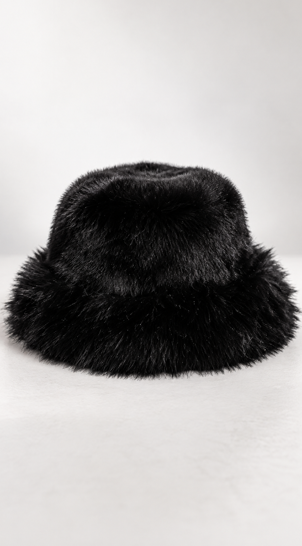 Black Faux Fur Bucket Hat