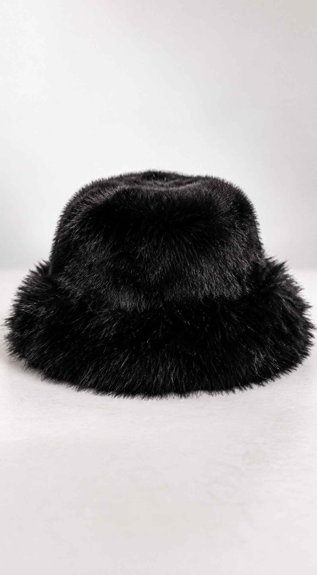 Black Faux Fur Bucket Hat