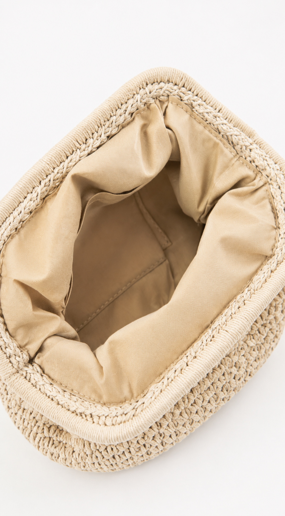 Ivory Crochet Knit Pouch Bag