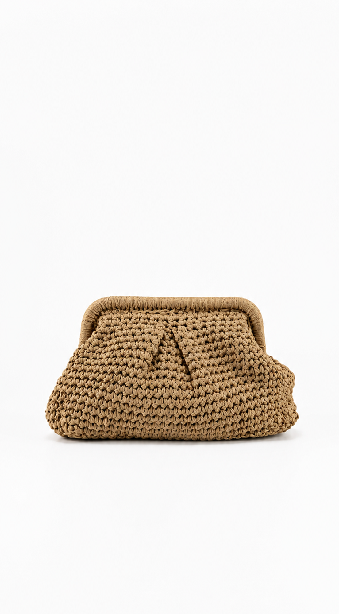 Beige Crochet Knit Pouch Bag