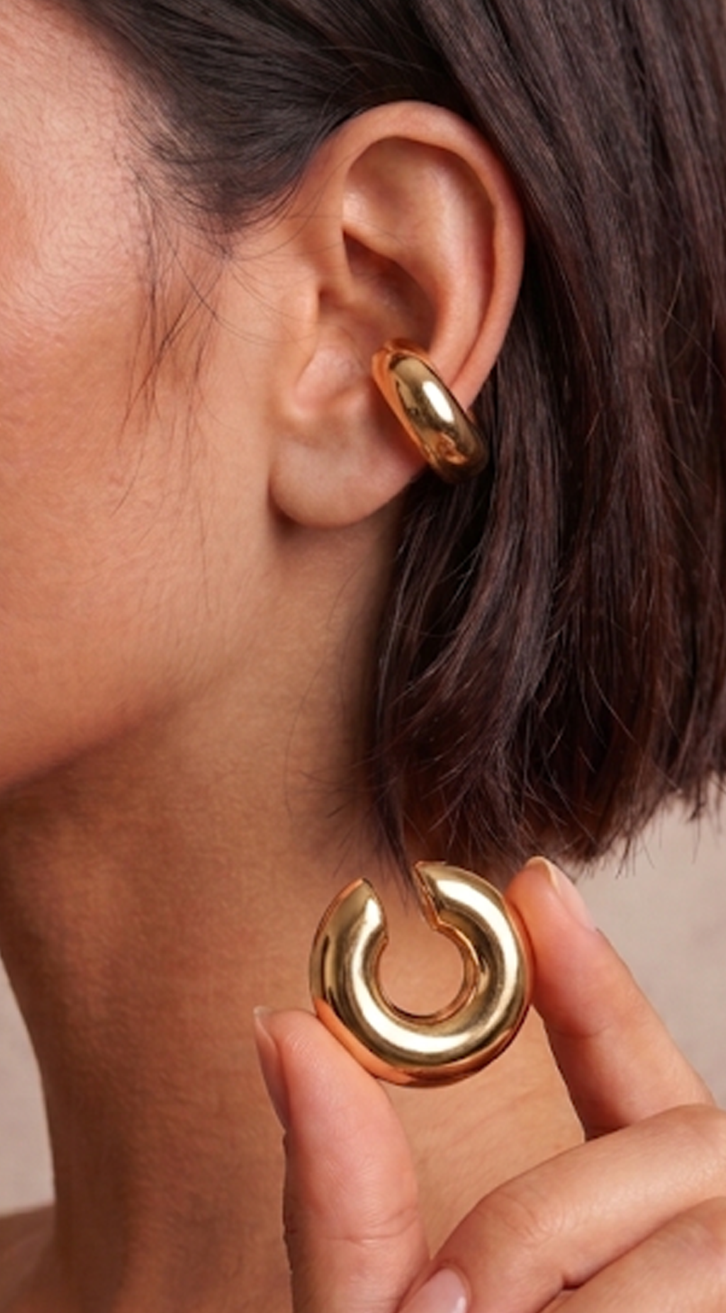 Gold Ear Cuff Hoop Single Non-Piercing Earring