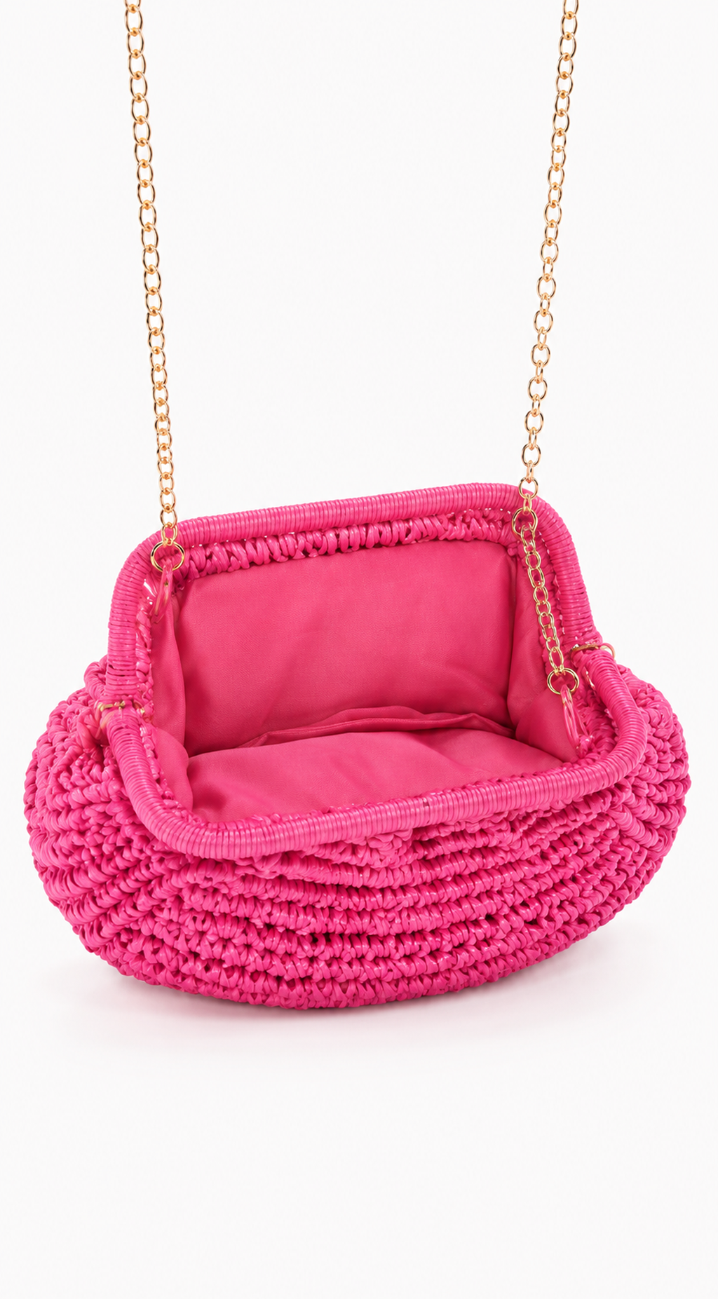 Pink Straw Clutch Bag