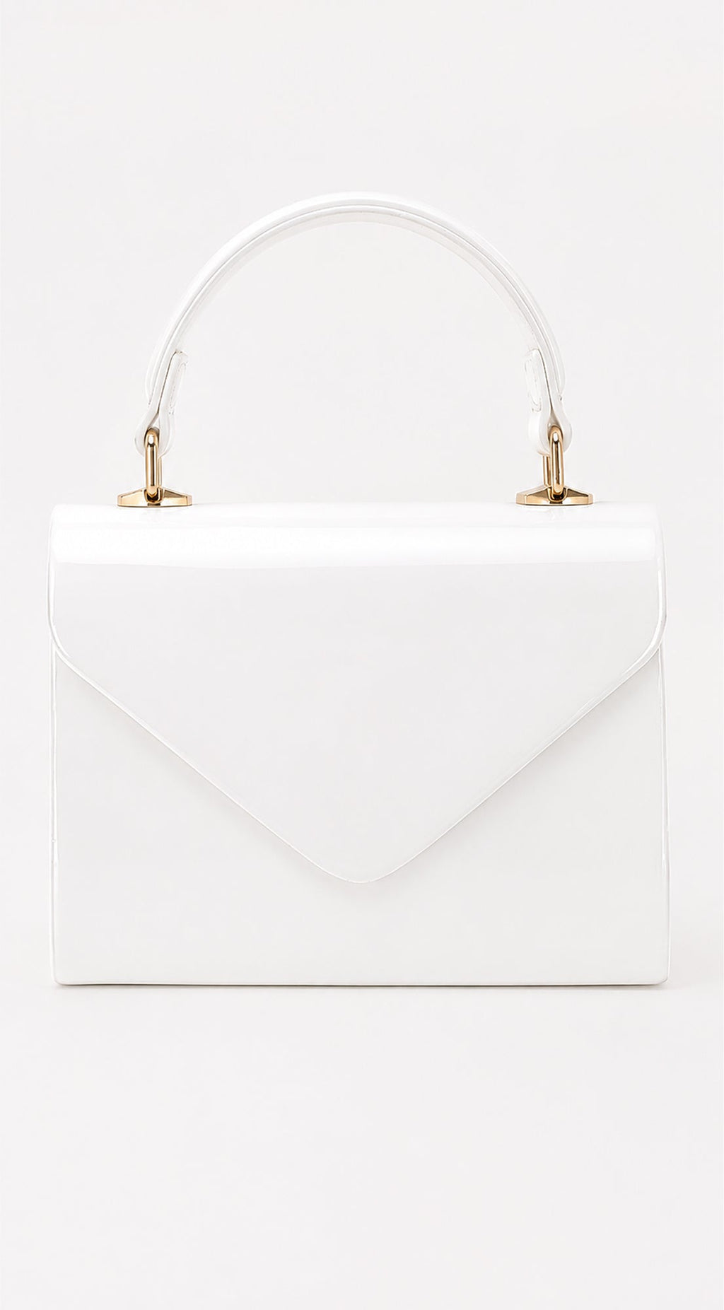White Faux Leather Top Handle Bag